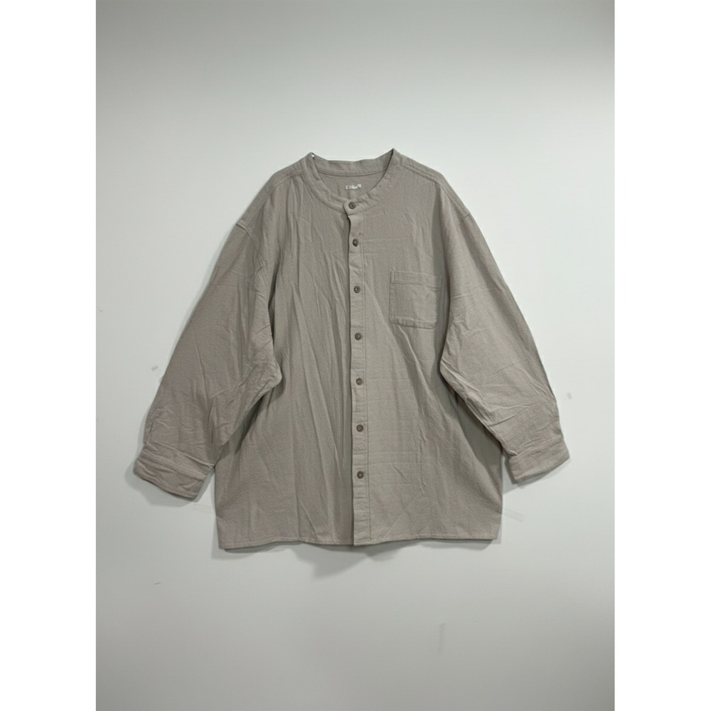 KS Island Mens 5XL Big Band Collar Cotton Button‎ Down Shirt Tan Textured
